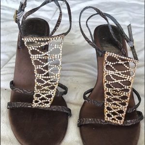 Valerie Stevens Copper and rhinestone heels